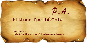 Pittner Apollónia névjegykártya